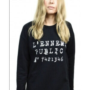 Paris Love Trash L'Ennemi Black Crewneck Sweater Size Extra Small